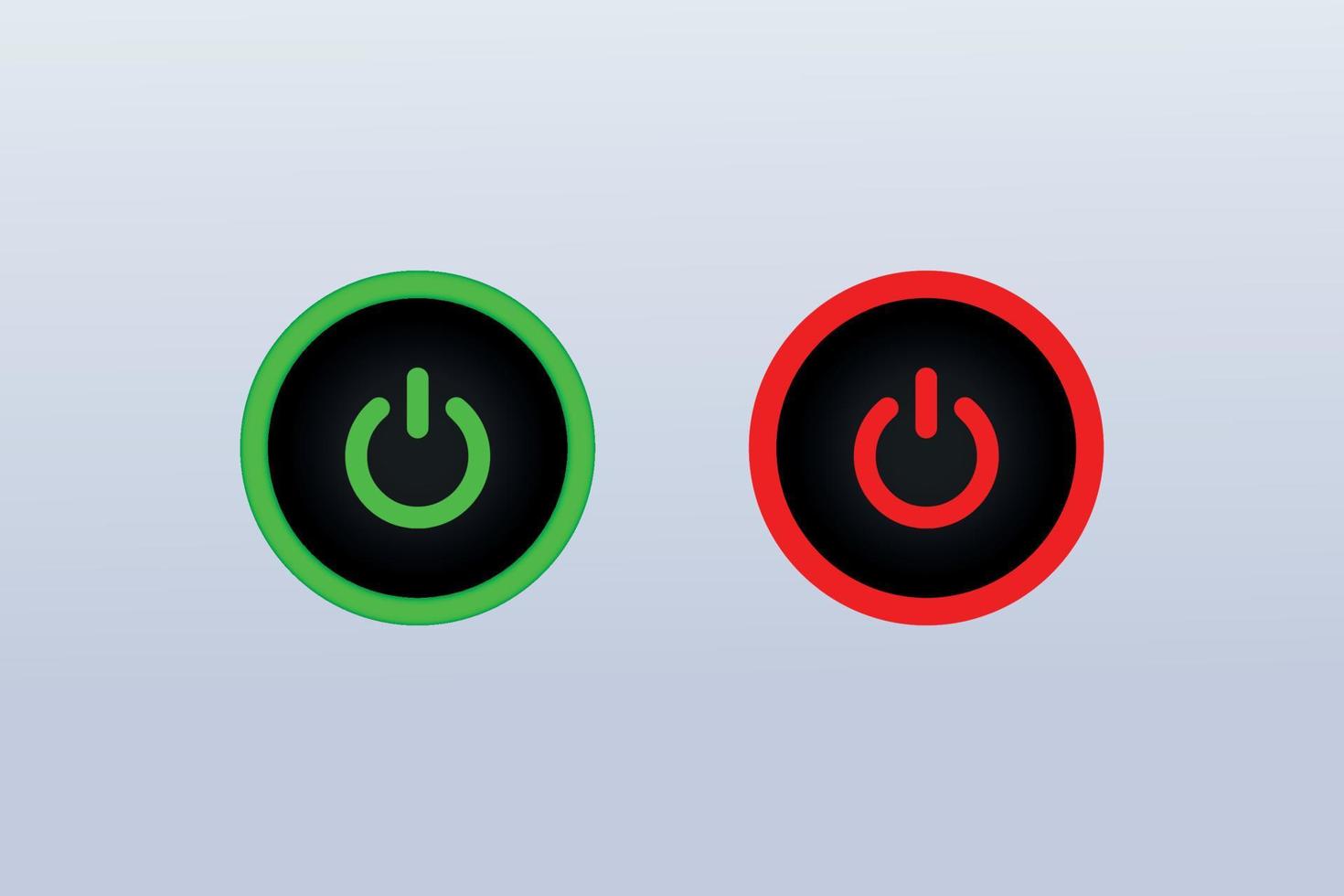 Power on off red and green button icon set for vector illustration