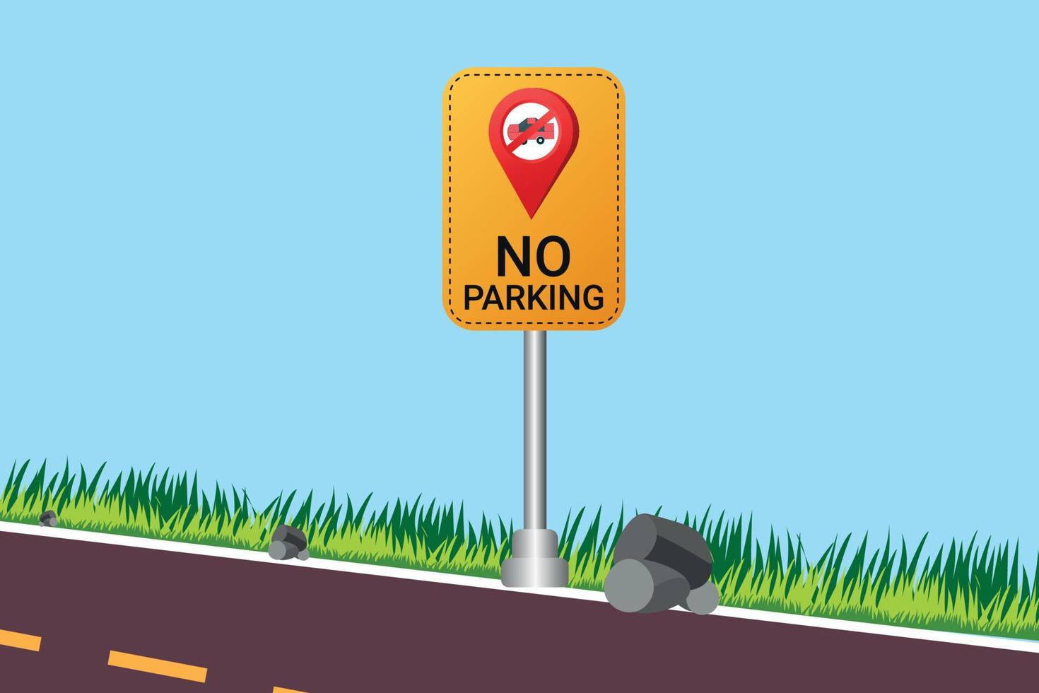 No parking zone with Road city and location icon Vector illustration