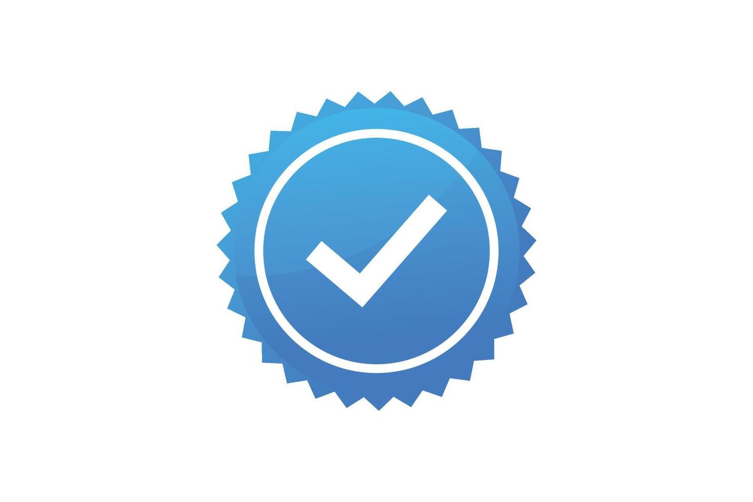 Blue check mark icon. Profile verified badge. vector