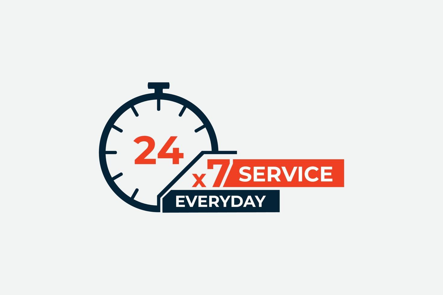 24 7 hours service everyday design with clock vector