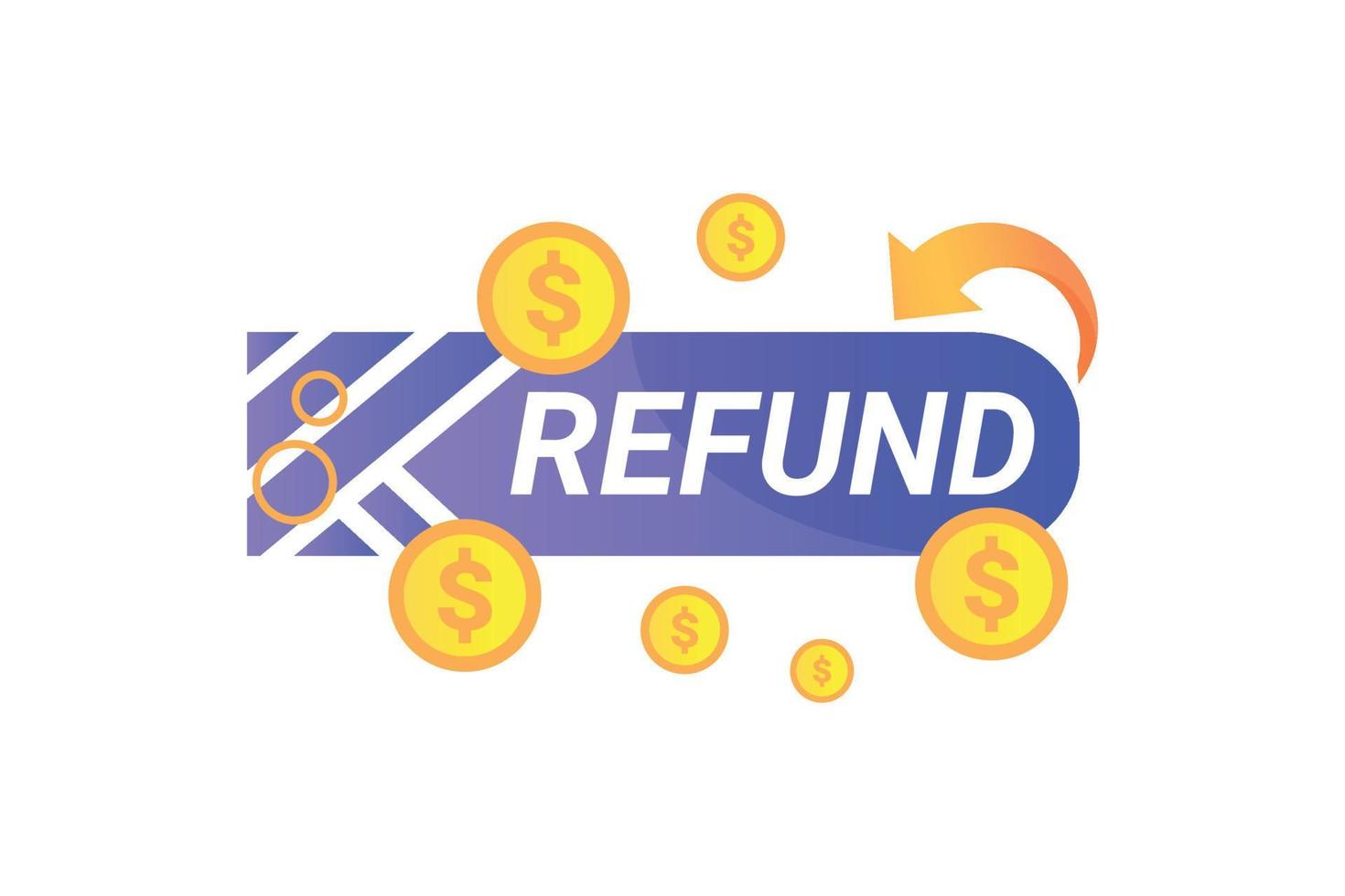 Refund banner with coins illustrated vector