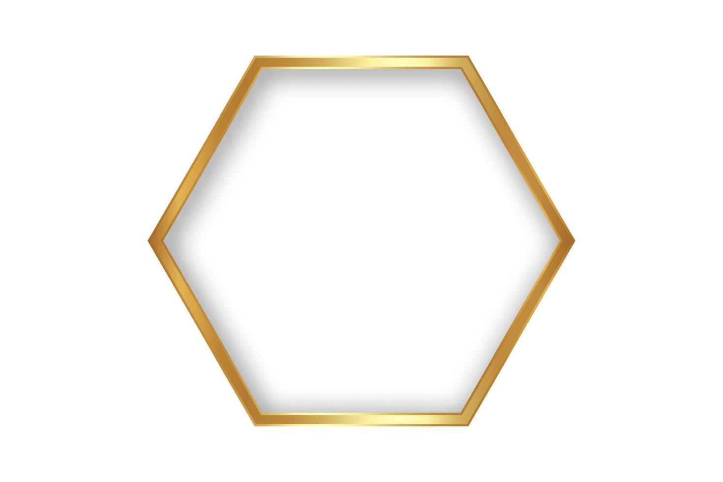 Marco de lujo hexagonal fino de estilo dorado sobre fondo blanco. diseño perfecto para encabezado, logotipo y banner de venta. borde geométrico de oro de ilustración vectorial aislado vector