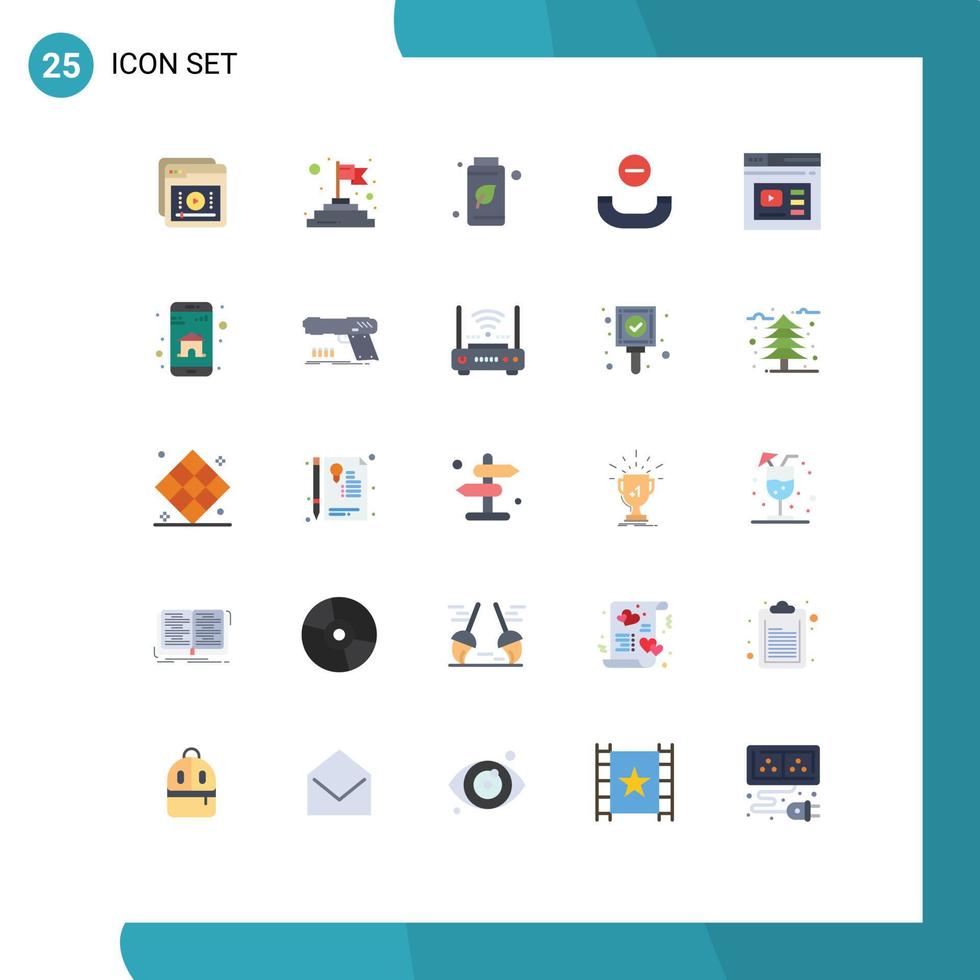 Set of 25 Modern UI Icons Symbols Signs for page hang up success handset green Editable Vector Design Elements