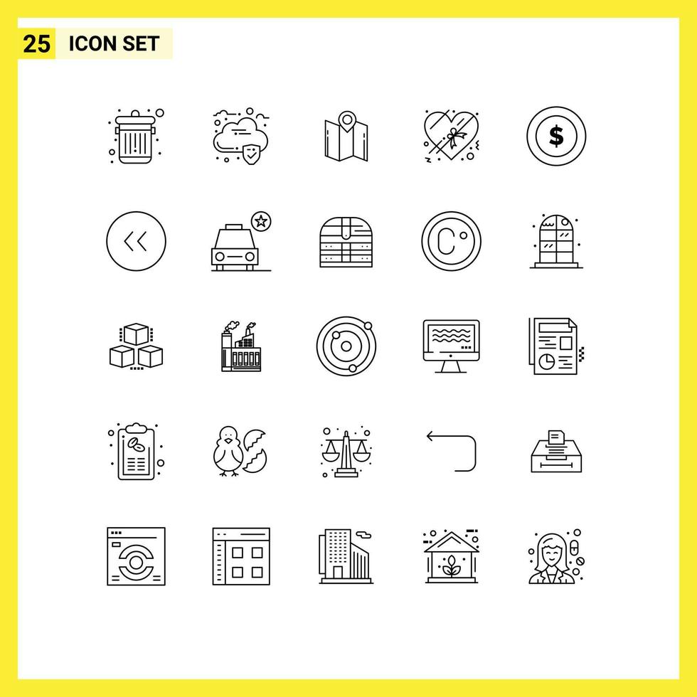 Line Pack of 25 Universal Symbols of wreath badge location award present Editable Vector Design Elements