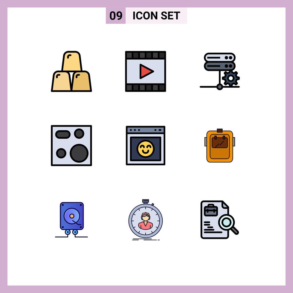 Set of 9 Modern UI Icons Symbols Signs for products electronics video player devices setting Editable Vector Design Elements