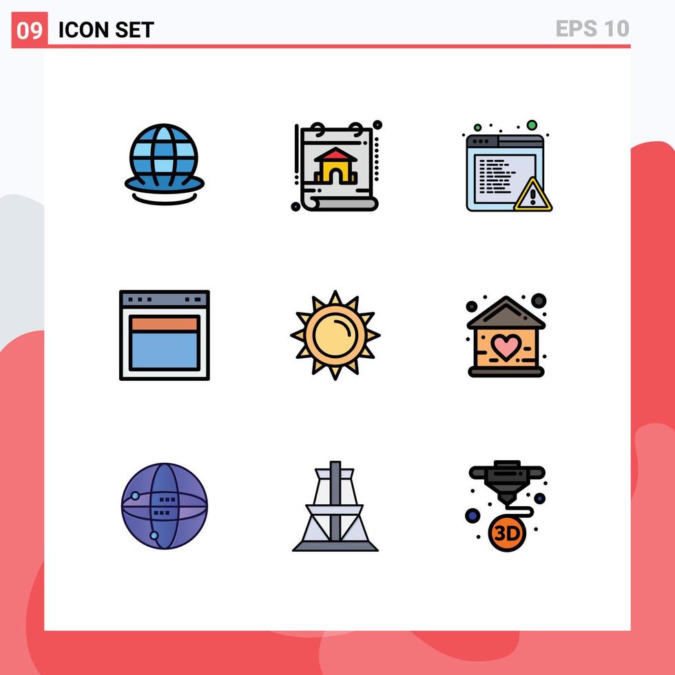 9 Creative Icons Modern Signs and Symbols of brightness website alert web layout Editable Vector Design Elements