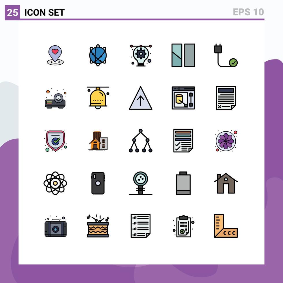 25 Universal Filled line Flat Color Signs Symbols of computers image world frame illustration Editable Vector Design Elements