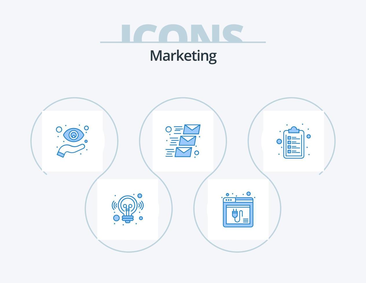 Marketing Blue Icon Pack 5 Icon Design. email message. mail. website. email. view vector