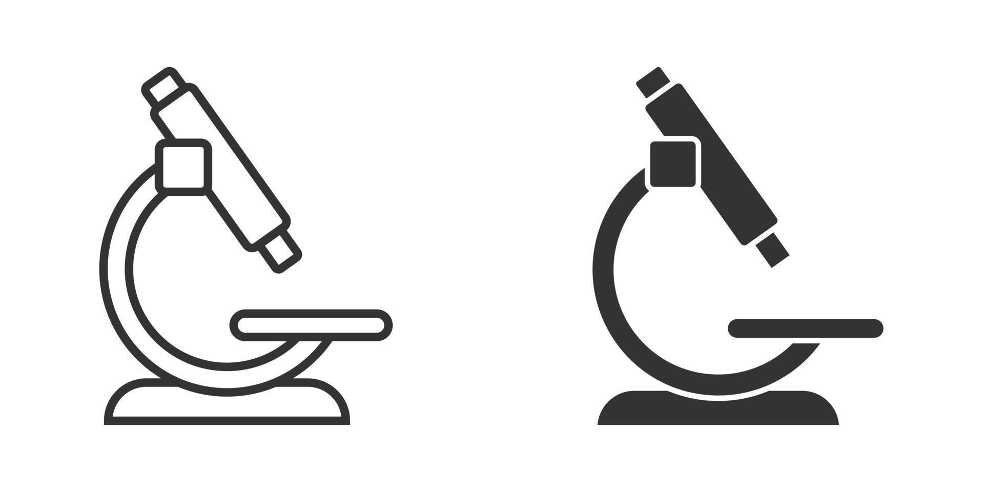Microscope icon in flat style. Laboratory magnifier vector illustration on isolated background. Biology instrument sign business concept.