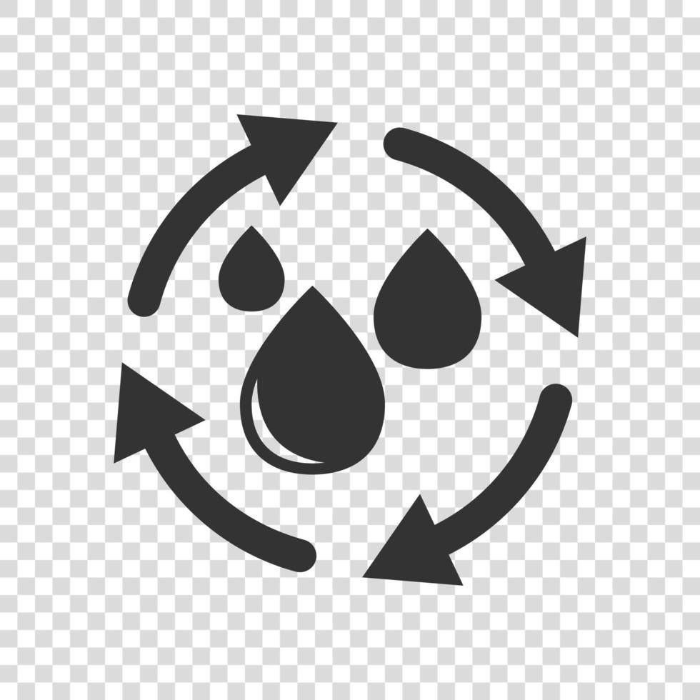 Water drop icon in flat style. Blob recycle vector illustration on white isolated background. Ecology sign business concept.