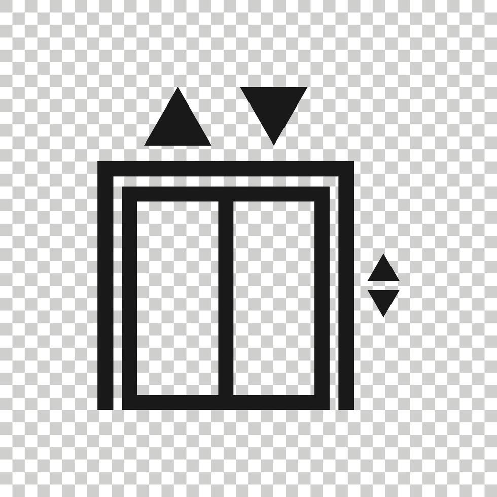Elevator icon in flat style. Lift vector illustration on white isolated background. Passenger transportation business concept.