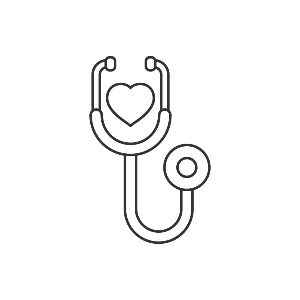 Stethoscope icon in flat style. Heart diagnostic vector illustration on isolated background. Medicine sign business concept.