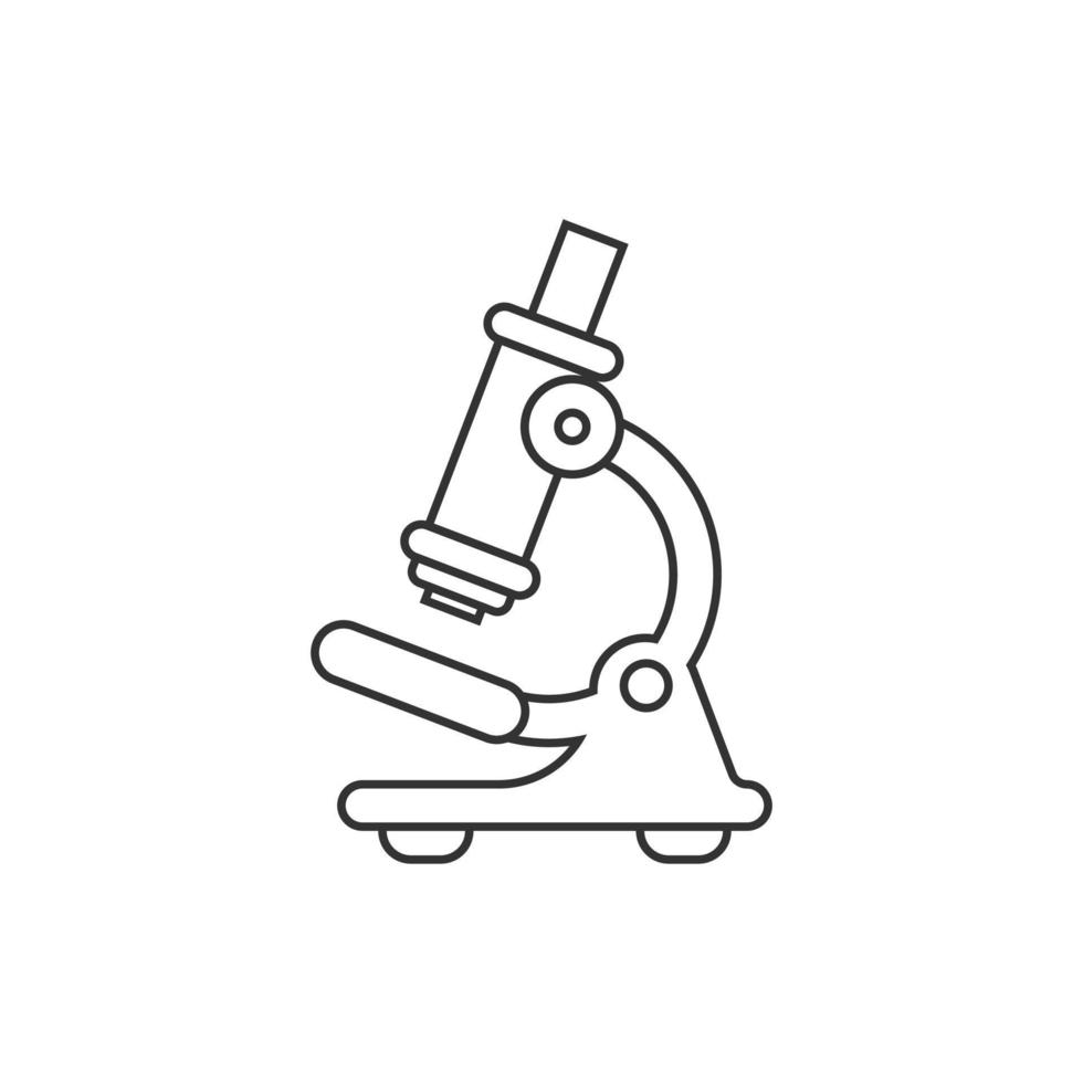 Microscope icon in flat style. Laboratory magnifier vector illustration on isolated background. Biology instrument sign business concept.