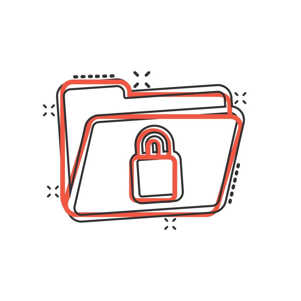 Files folder permission icon in comic style. Document access cartoon vector illustration on isolated background. Secret archive splash effect sign business concept.