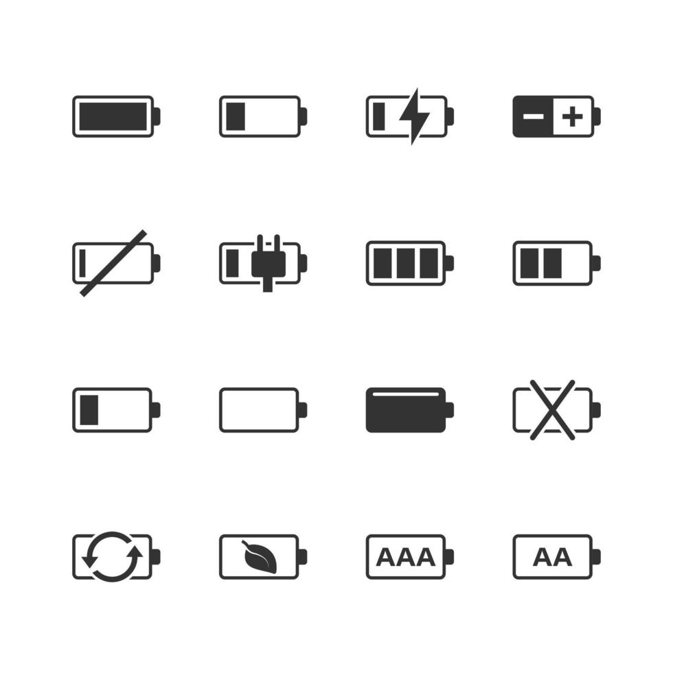 icono de carga de batería establecido en estilo plano. ilustración de vector de nivel de potencia sobre fondo blanco aislado. concepto de negocio de acumulador de litio.