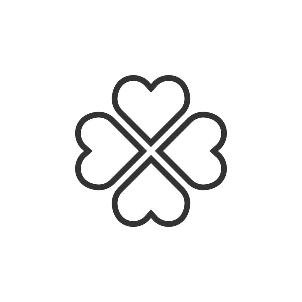 Four leaf clover icon in flat style. St Patricks Day vector illustration on white isolated background. Flower shape business concept.