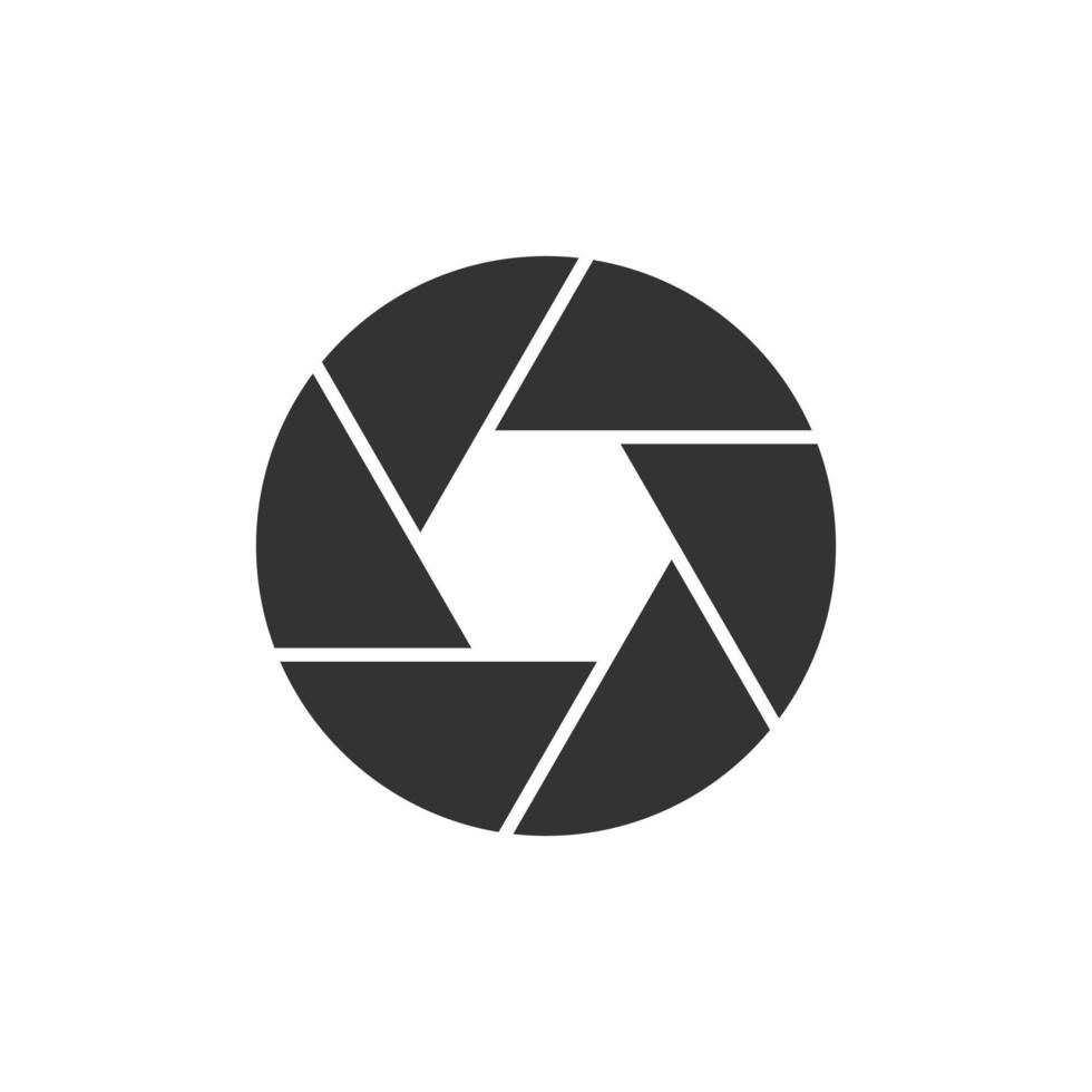 Camera diaphragm icon in flat style. Lens sign vector illustration on white isolated background. Photo snapshot business concept.