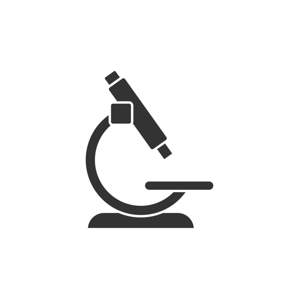 Microscope icon in flat style. Laboratory magnifier vector illustration on isolated background. Biology instrument sign business concept.