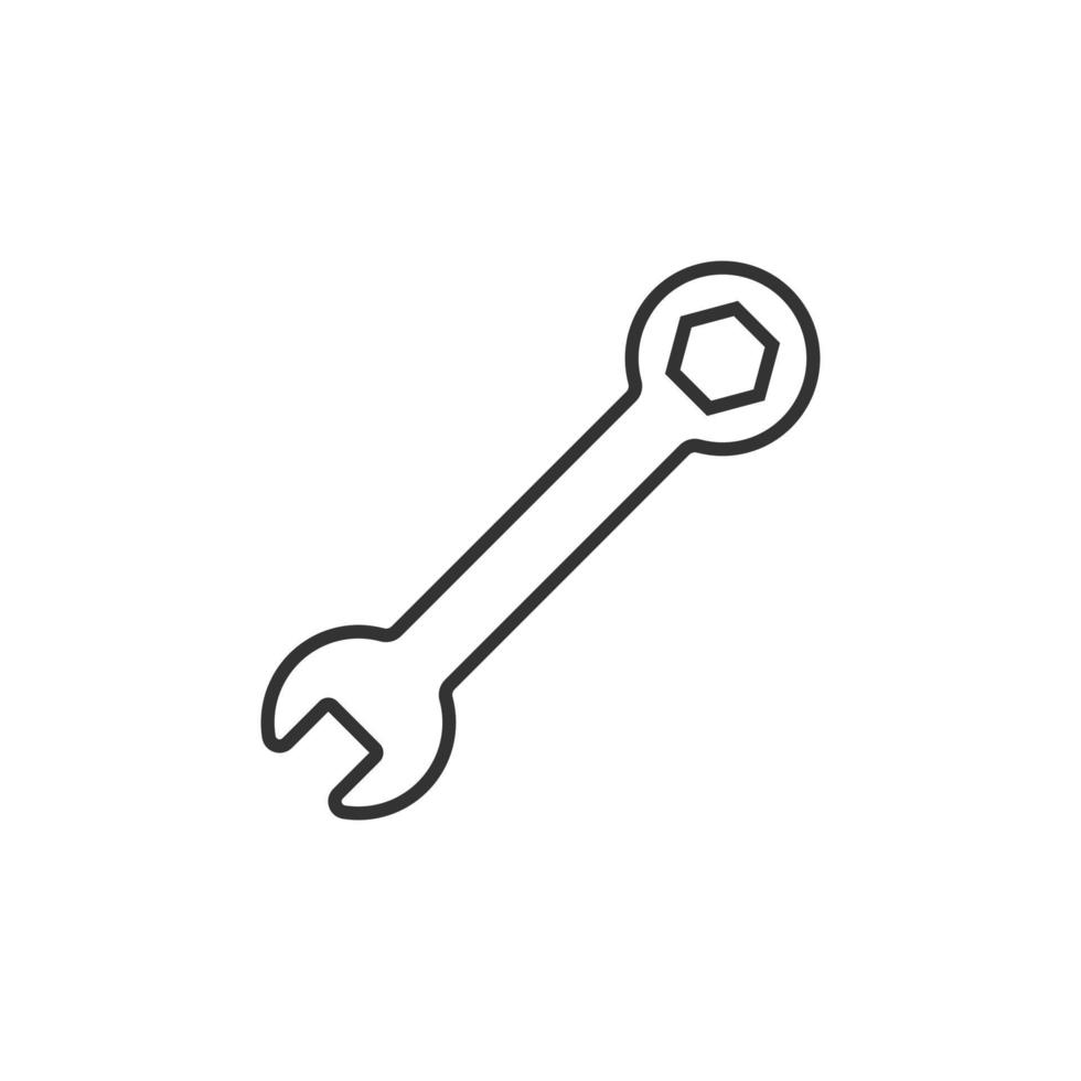 Wrench icon in flat style. Spanner key vector illustration on white isolated background. Repair equipment business concept.