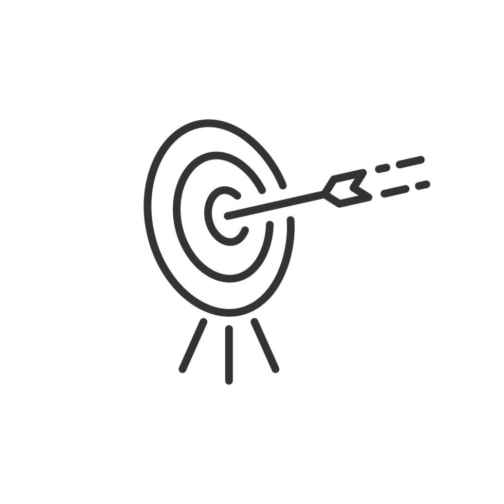 Target icon in flat style. Darts game vector illustration on white isolated background. Aim arrow business concept.