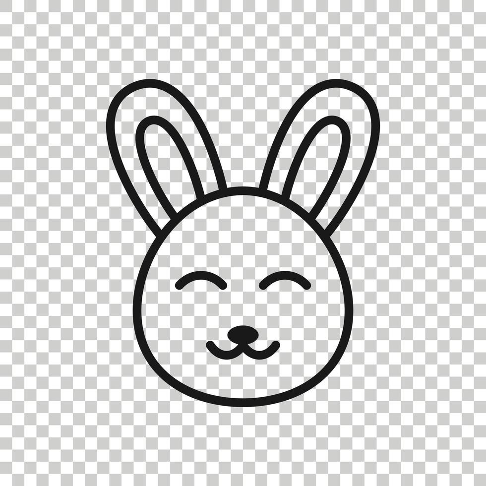 Rabbit icon in flat style. Bunny vector illustration on white isolated background. Happy easter business concept.
