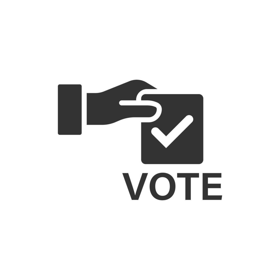 Vote icon in flat style. Ballot box vector illustration on white isolated background. Election business concept.