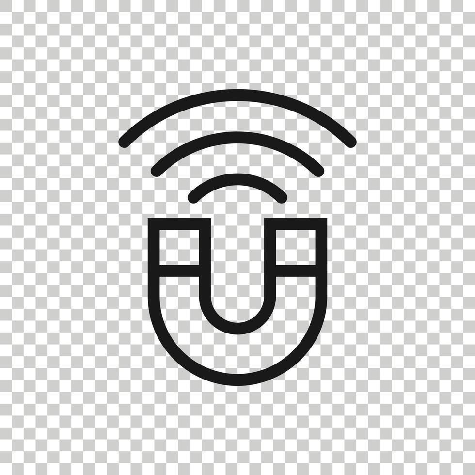 Magnet icon in flat style. Attract vector illustration on white isolated background. Electromagnetic business concept.