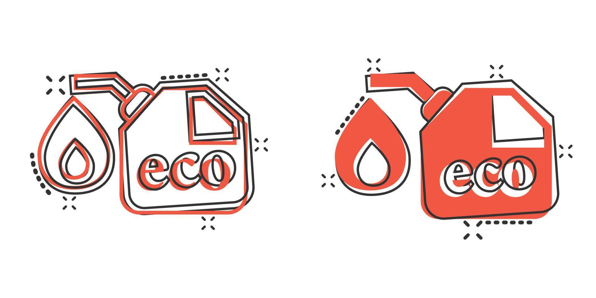 Gasoline canister icon in comic style. Petrol can cartoon vector illustration on white isolated background. Fuel container splash effect sign business concept.
