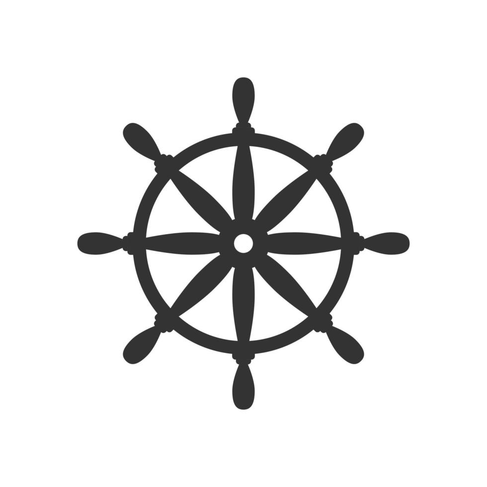 Helm wheel icon in flat style. Navigate steer vector illustration on white isolated background. Ship drive business concept.