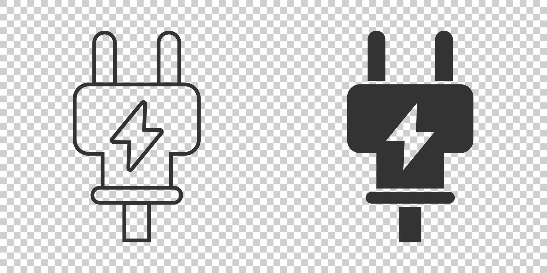 Electric plug icon in flat style. Power adapter vector illustration on white isolated background. Electrician sign business concept.