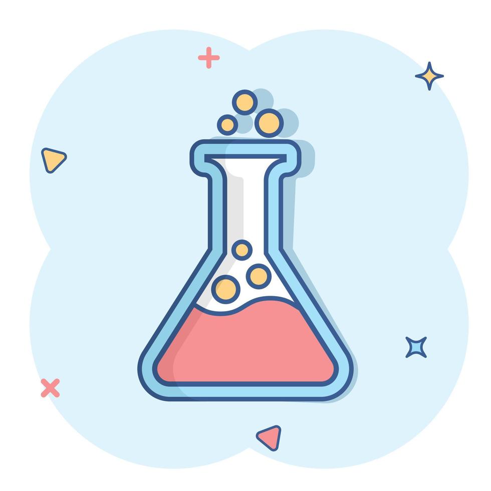 los vasos de precipitados de química firman un icono en estilo cómico.  ilustración de dibujos animados