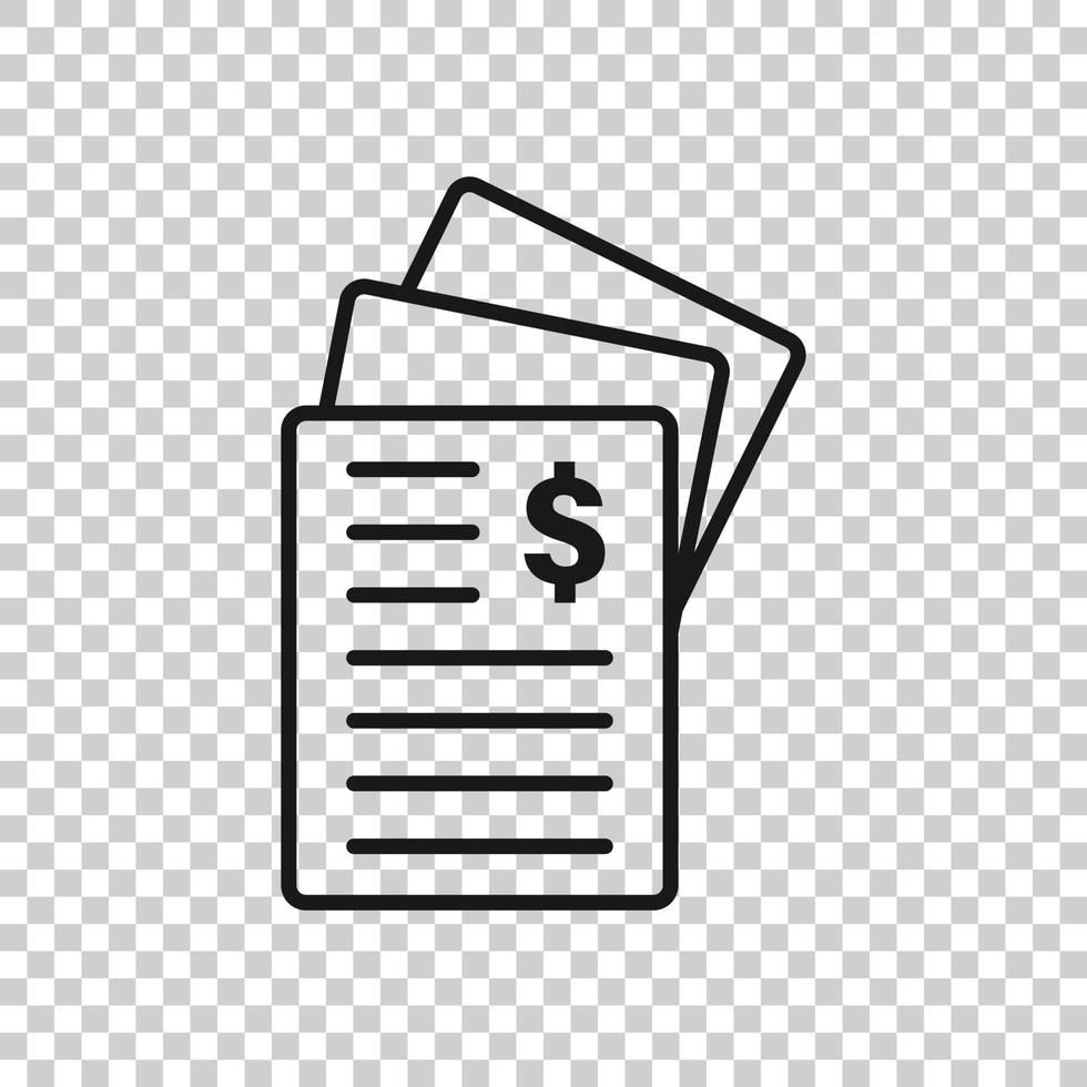 Financial statement icon in flat style. Document vector illustration on white isolated background. Report business concept.