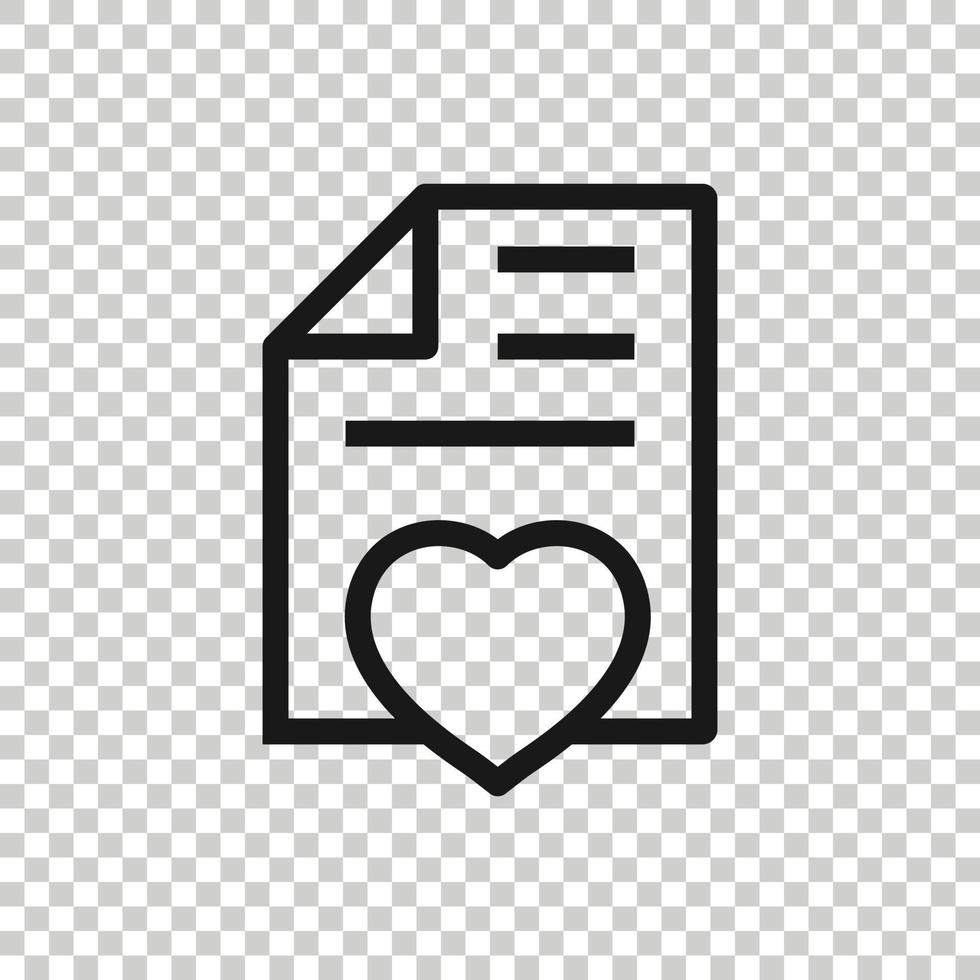 Wishlist icon in flat style. Like document vector illustration on white isolated background. Favorite list business concept.