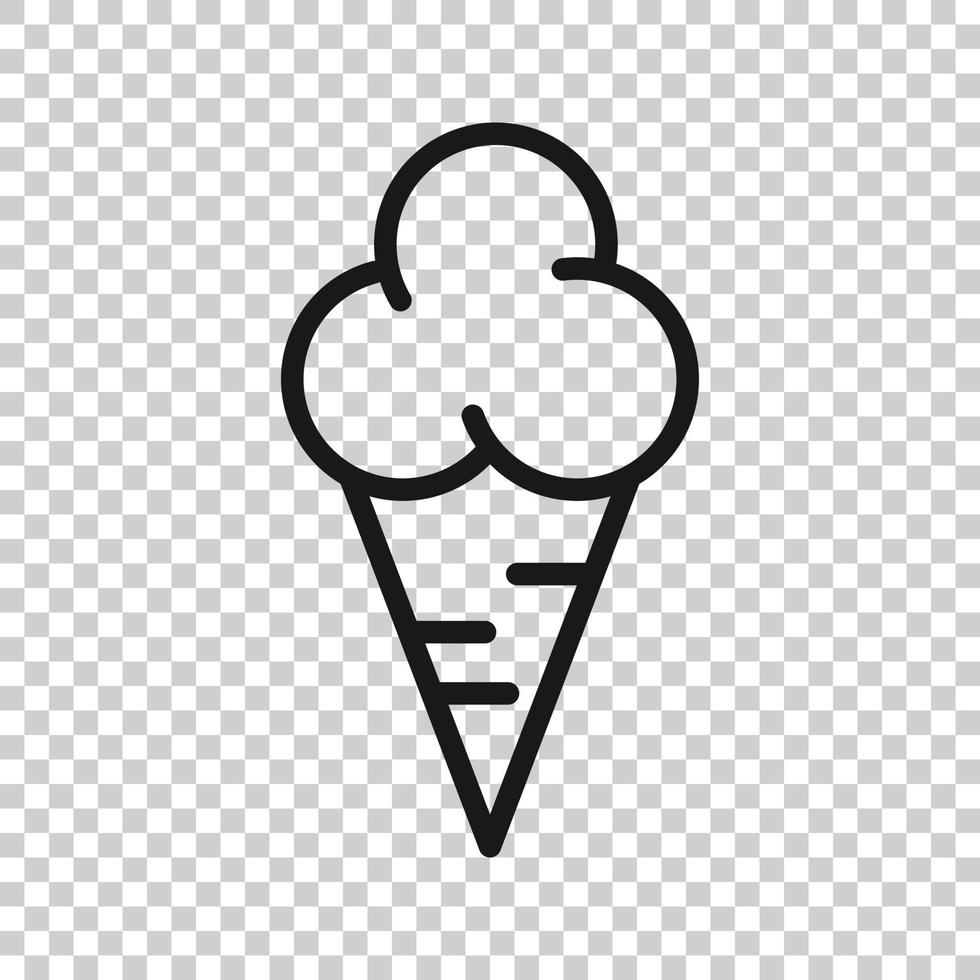 Ice cream icon in flat style. Sundae vector illustration on white isolated background. Sorbet dessert business concept.