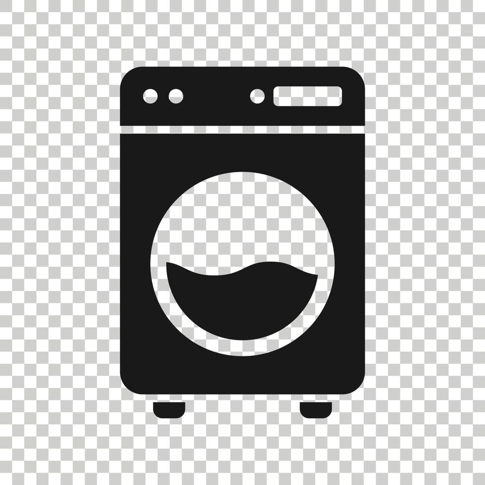 Washing machine icon in flat style. Washer vector illustration on white isolated background. Laundry business concept.