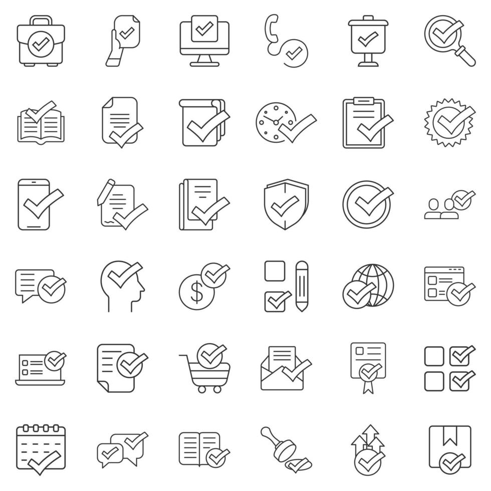 Approve icon set in flat style. Check mark vector illustration on white isolated background. Tick accepted business concept.