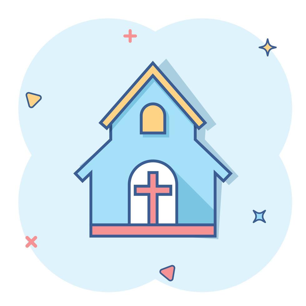 Vector cartoon church sanctuary icon in comic style. Chapel sign ...