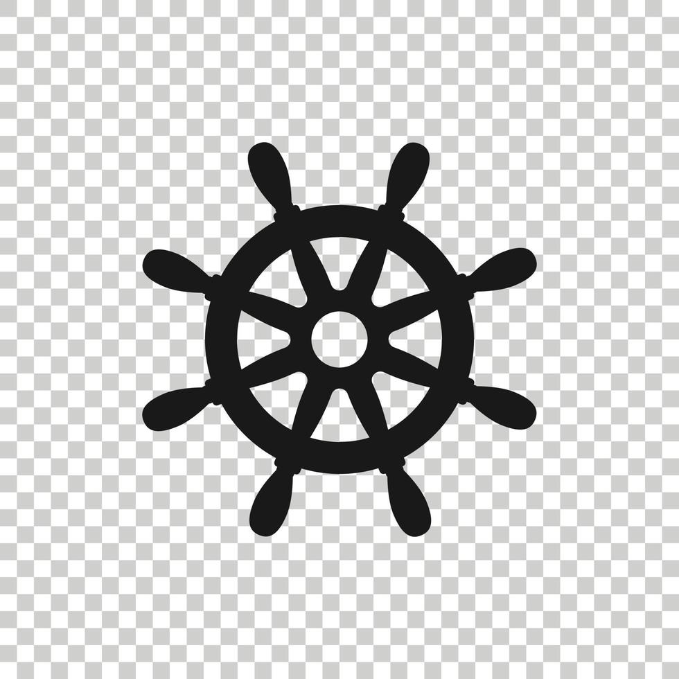 Helm wheel icon in flat style. Navigate steer vector illustration on white isolated background. Ship drive business concept.