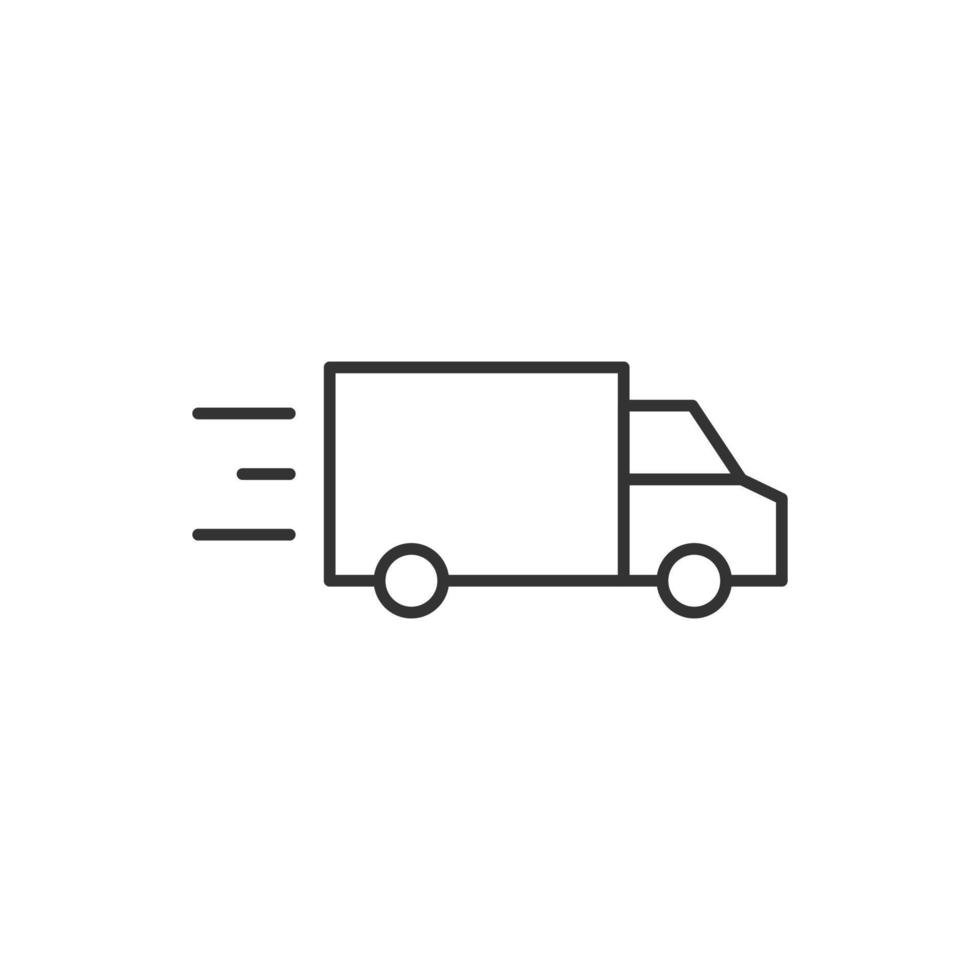 Truck icon in flat style. Auto delivery vector illustration on white isolated background. Lorry automobile business concept.