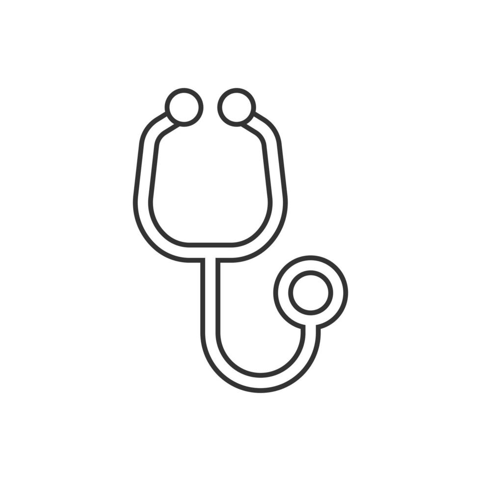 Stethoscope icon in flat style. Heart diagnostic vector illustration on isolated background. Medicine sign business concept.