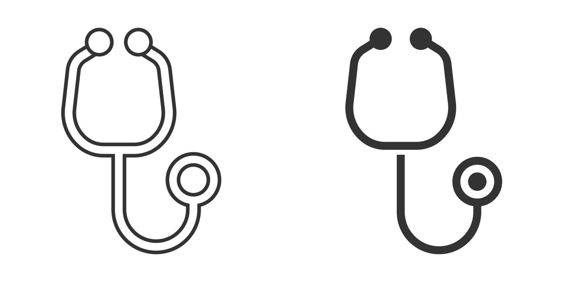 icono de estetoscopio en estilo plano. ilustración de vector de diagnóstico de corazón sobre fondo aislado. concepto de negocio de signo de medicina.