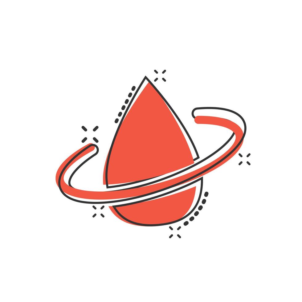 Water drop icon in comic style. Droplet cartoon vector illustration on white isolated background. Recycle splash effect sign business concept.