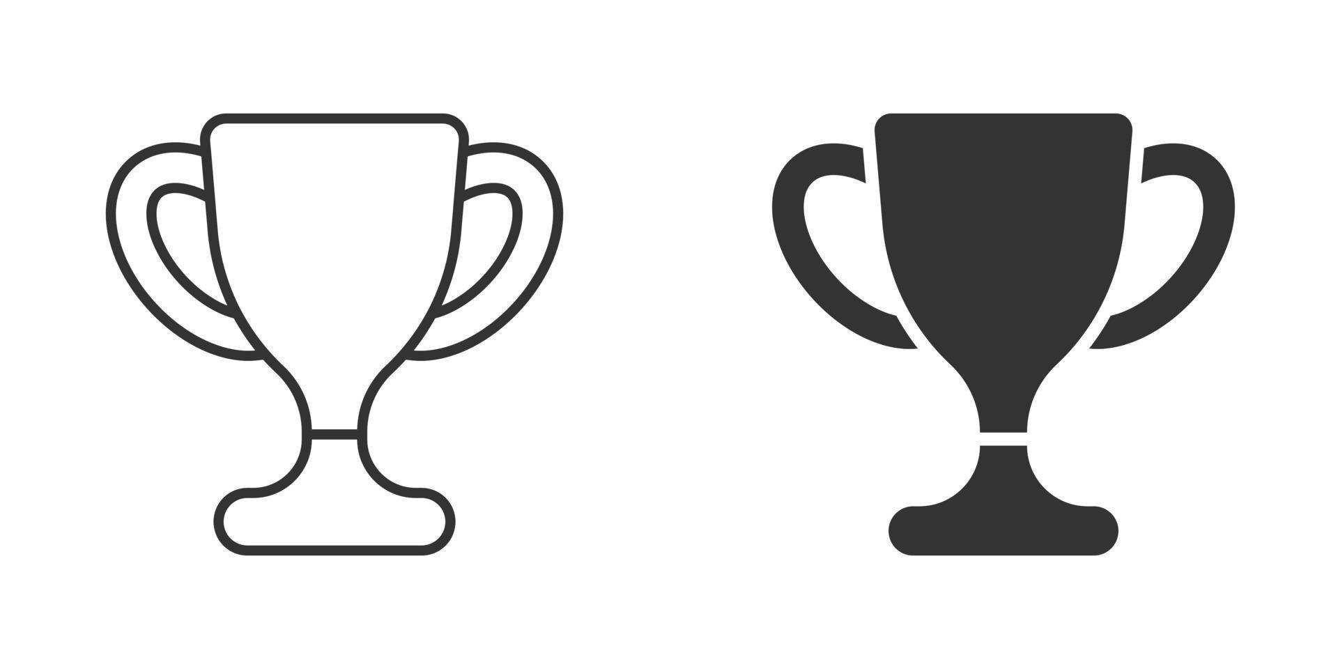 Trophy cup icon in flat style. Goblet prize vector illustration on isolated background. Award sign business concept.