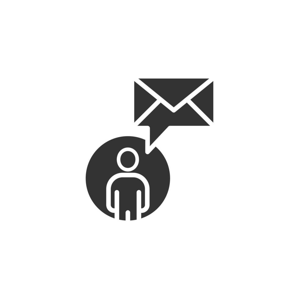 People with envelope icon in flat style. Email receive vector illustration on white isolated background. Message business concept.