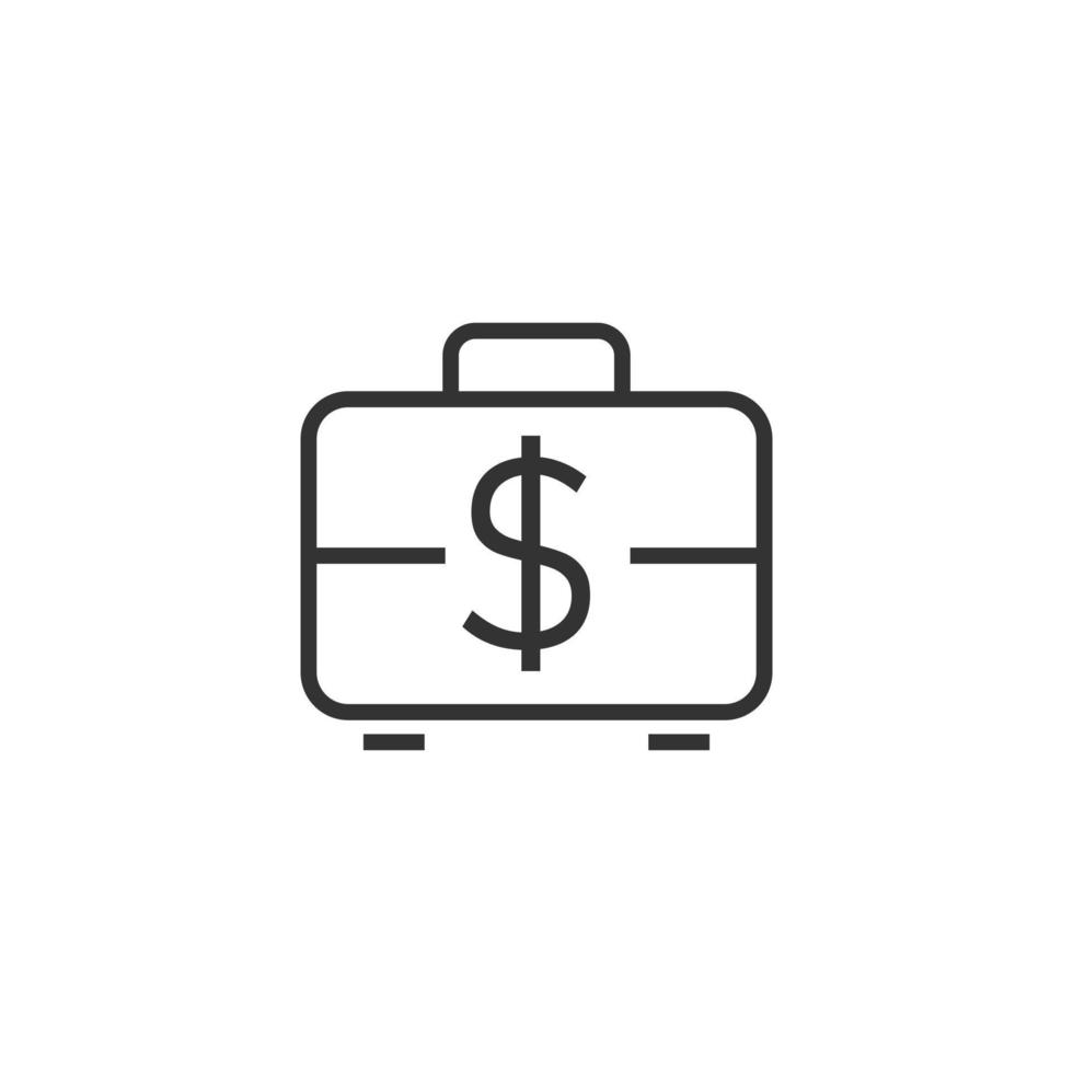 Money briefcase icon in flat style. Cash box vector illustration on white isolated background