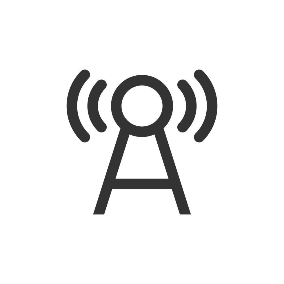 Antenna tower icon in flat style. Broadcasting vector illustration on white isolated background. Wifi business concept.