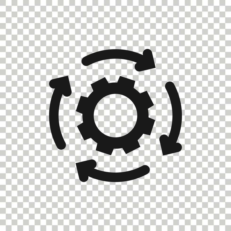 Workflow icon in flat style. Gear effective vector illustration on white isolated background. Process organization business concept.