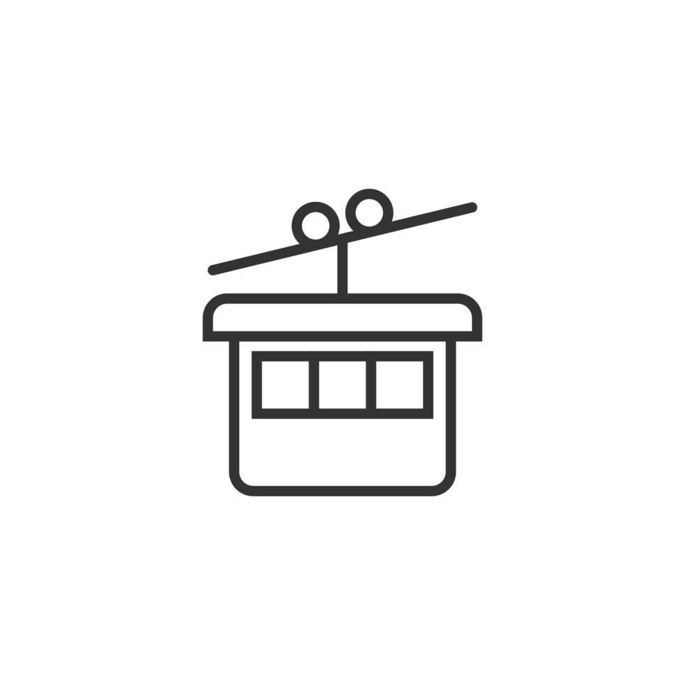 Cable car icon in flat style. Elevator cabin vector illustration on white isolated background. Cableway business concept.