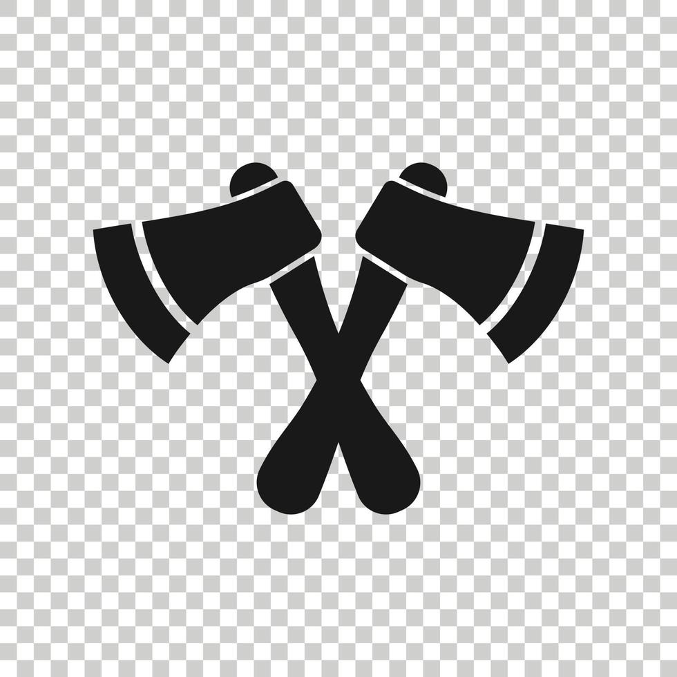 Axe icon in flat style. Lumberjack vector illustration on white isolated background. Blade business concept.