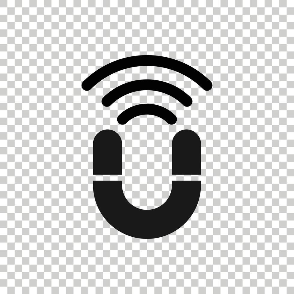 Magnet icon in flat style. Attract vector illustration on white isolated background. Electromagnetic business concept.